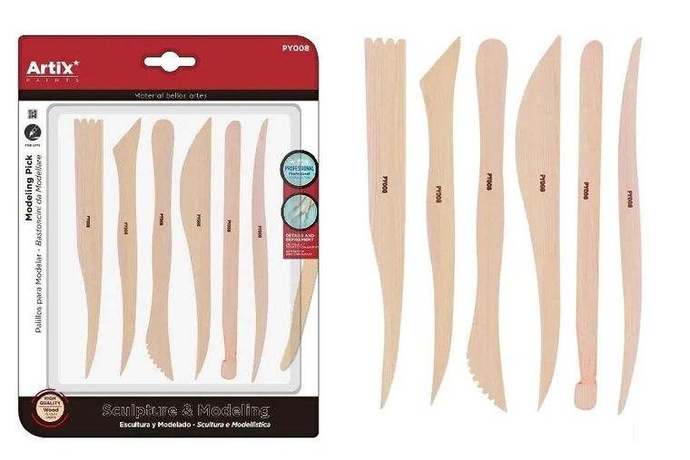 Artix, narzędzia do rzeźbienia, drewniane, 6 szt.