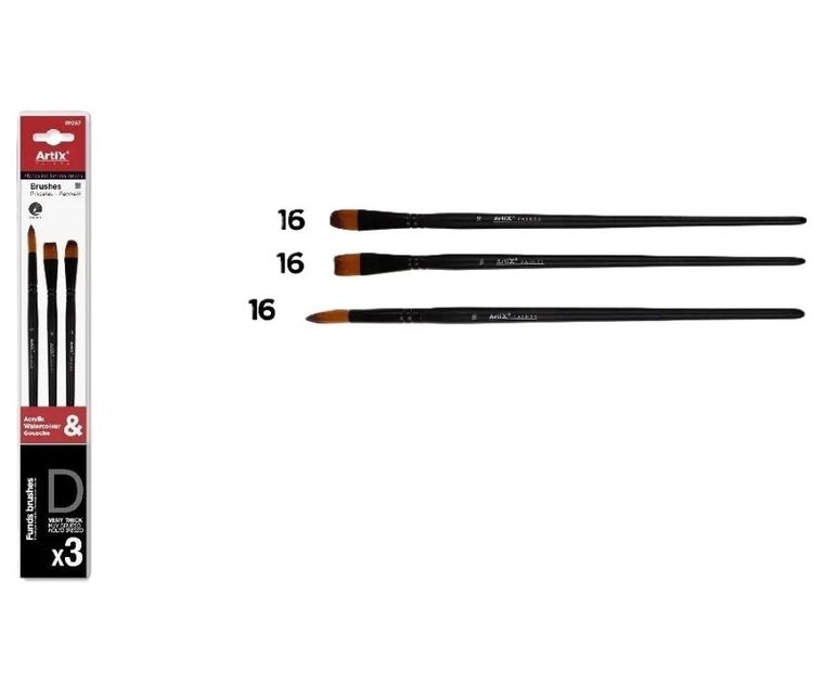 Artix, pędzle syntetyczne, 3 szt.