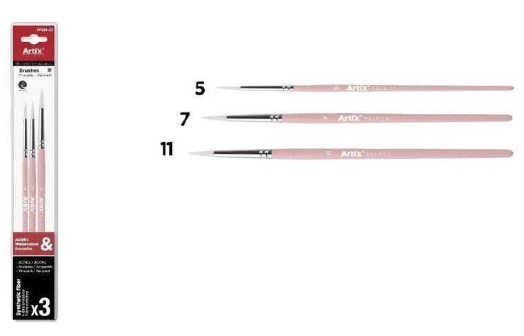 Artix, pędzle syntetyczne, 3 szt.