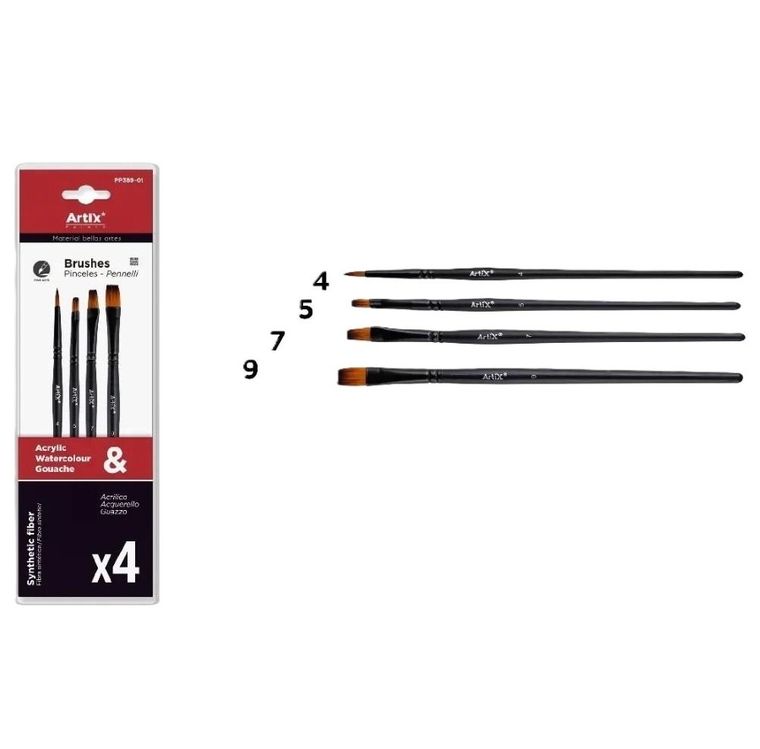 Artix, pędzle syntetyczne, 4 szt.