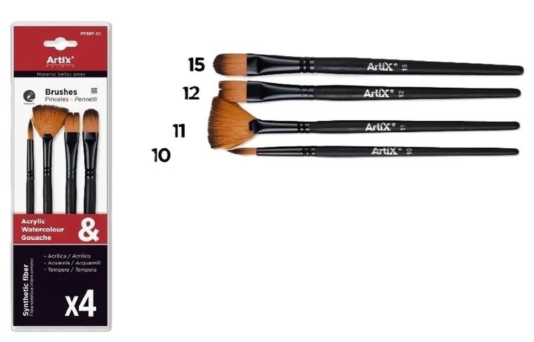 Artix, pędzle syntetyczne, 4 szt.