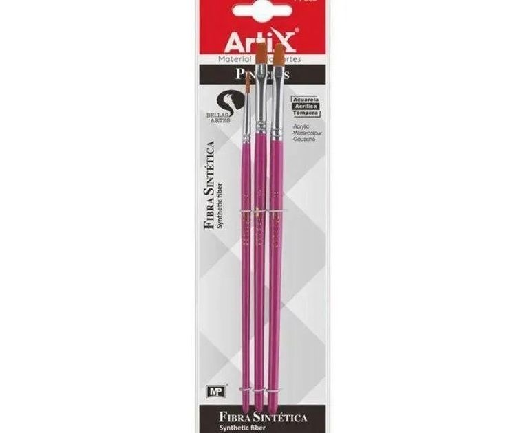 Artix, pędzle syntetyczne, płaskie, 3 szt.