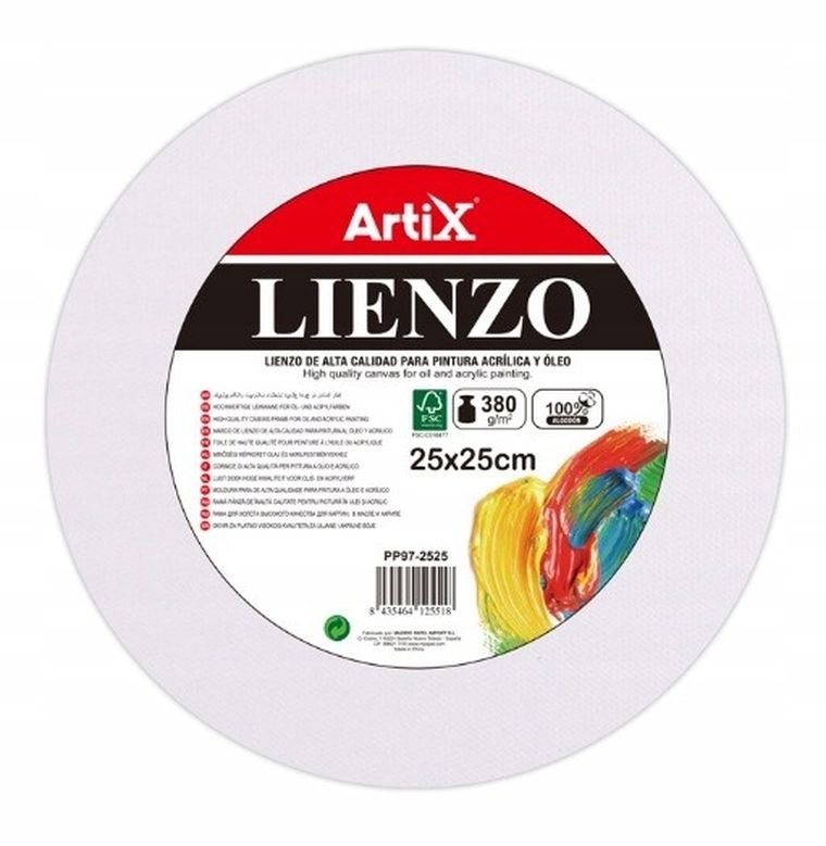 Artix, podobrazie, okrągłe, 25-25-1.6 cm, 380g/m2