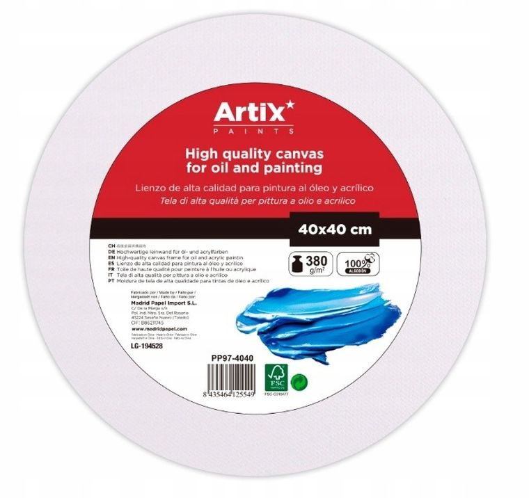 Artix, podobrazie, okrągłe, 40-40-1.6 cm, 380g/m2