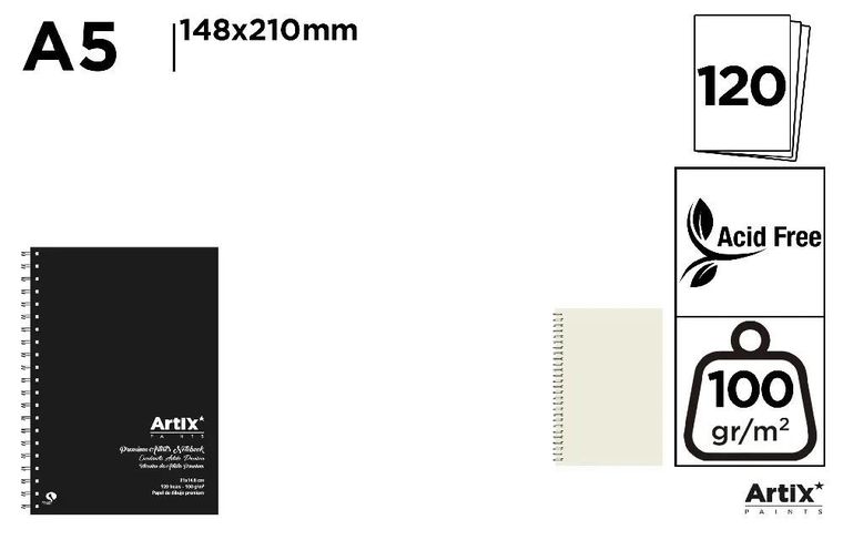 Artix, szkicownik, A5, 120 kartek, 100g