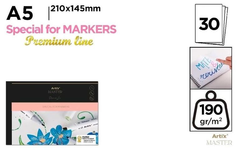 Artix, szkicownik do markerów, A5, 30 kartek, 1 szt.