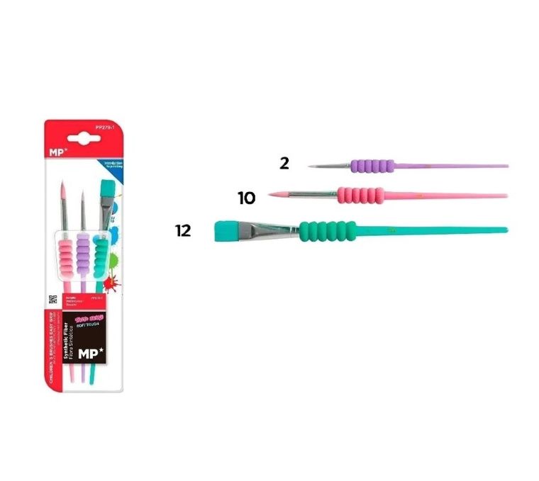 Artix, zestaw pędzli z uchwytem z pianki, 3 szt.