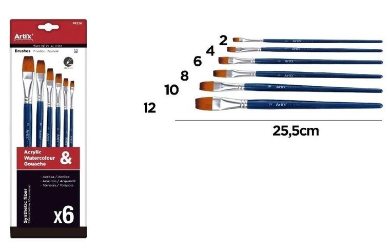 Artix, zestaw profesjonalnych pędzli malarskich, 6 szt.