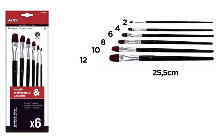 Artix, zestaw profesjonalnych pędzli malarskich, 6 szt.