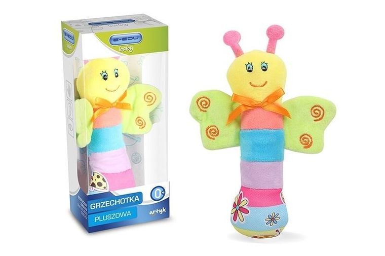Artyk, E-Edu, grzechotka pluszowa, motylek