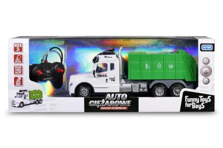 Artyk, Funny Toys for Boys, Auto ciężarowe zdalnie sterowane, śmieciarka