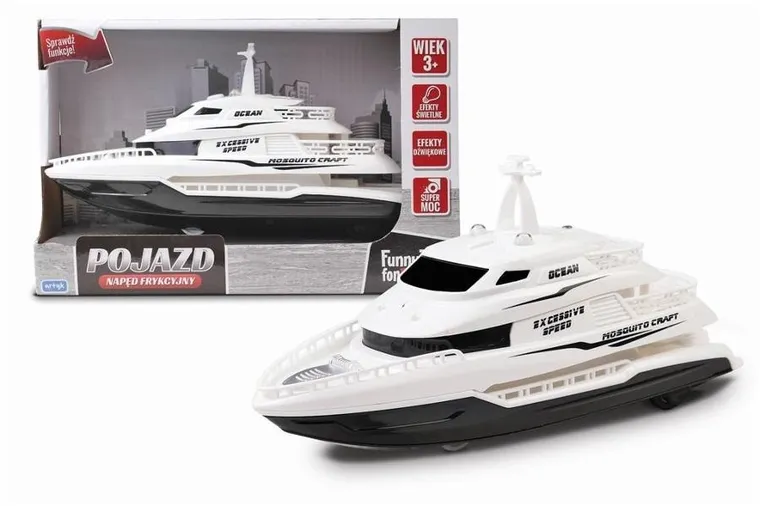 Artyk, Funny Toys for Boys, łódka, interaktywny pojazd z napędem frykcyjnym, 1:20