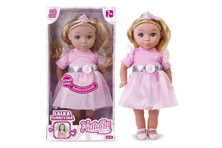 Artyk, Natalia, lalka interaktywna, różowa sukienka, 36 cm