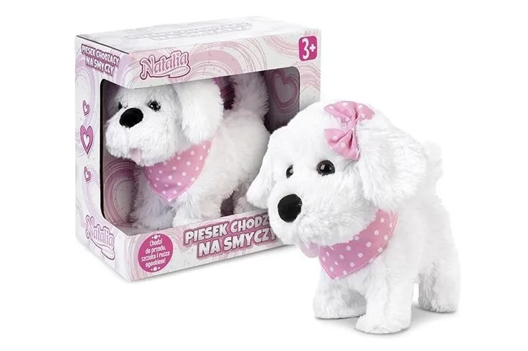 Artyk, Natalia, piesek chodzący na smyczy, różowy, 21 cm