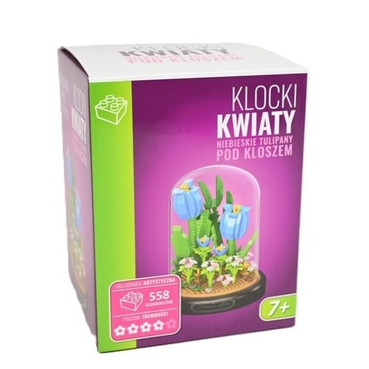 Artyk, niebieskie tulipany pod kloszem, klocki konstrukcyjne, 558 elementów