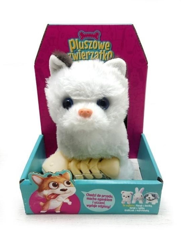 Artyk, Pluszowe zwierzątko, kotek z rybką, maskotka interaktywna