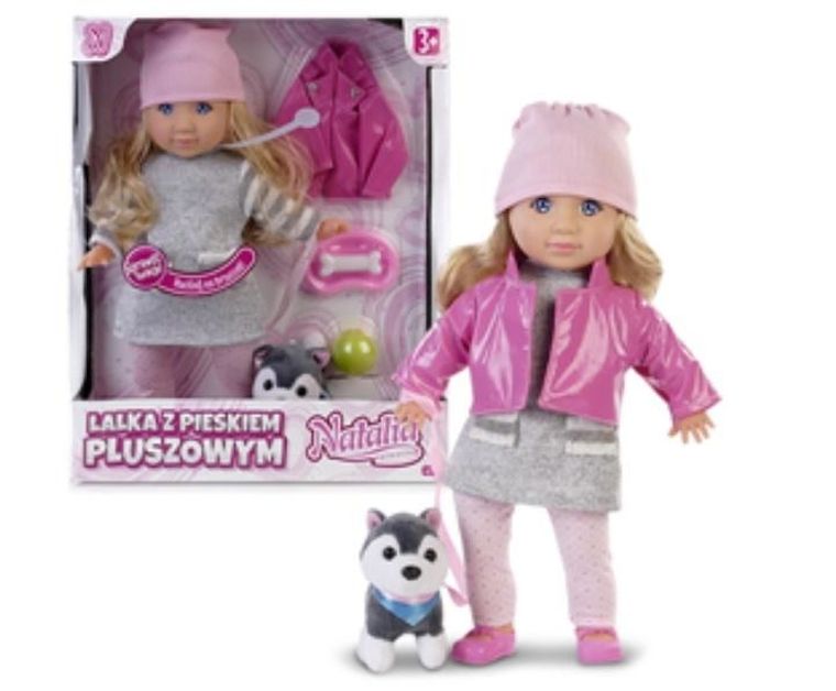 Artyk Zabawki, lalka z pieskiem, 37 cm