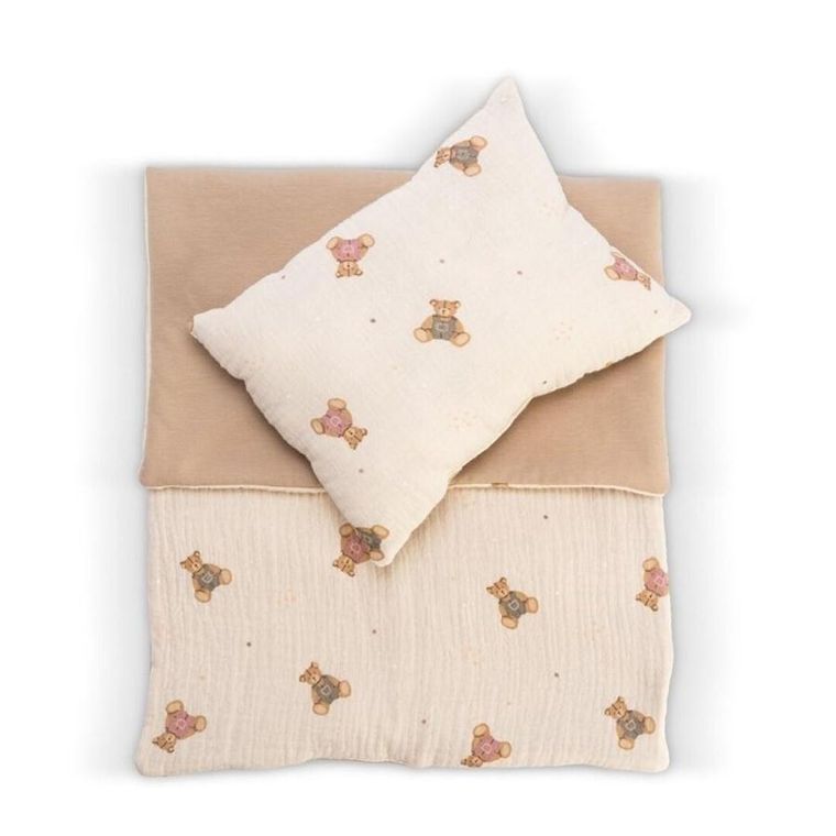 Asi, pościel w misie do łóżeczka dla lalki bobas, 46 cm