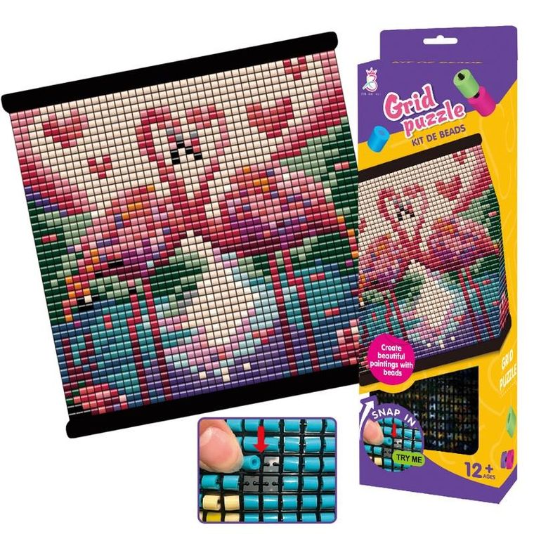 Askato, Flamingi, koralikowy obraz