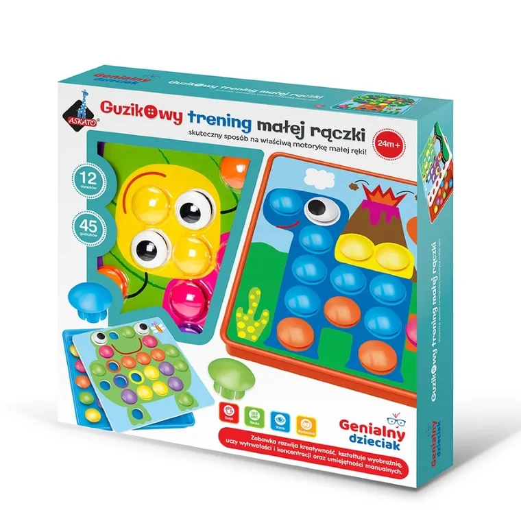 Askato, Genialny dzieciak, guzikowy trening małej rączki, mozaika, 45 elementów