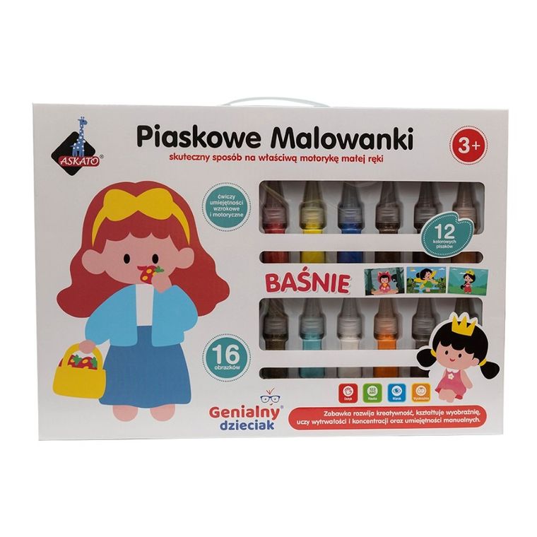 Askato, Genialny dzieciak, piaskowa malowanka, wyklejanka, baśnie