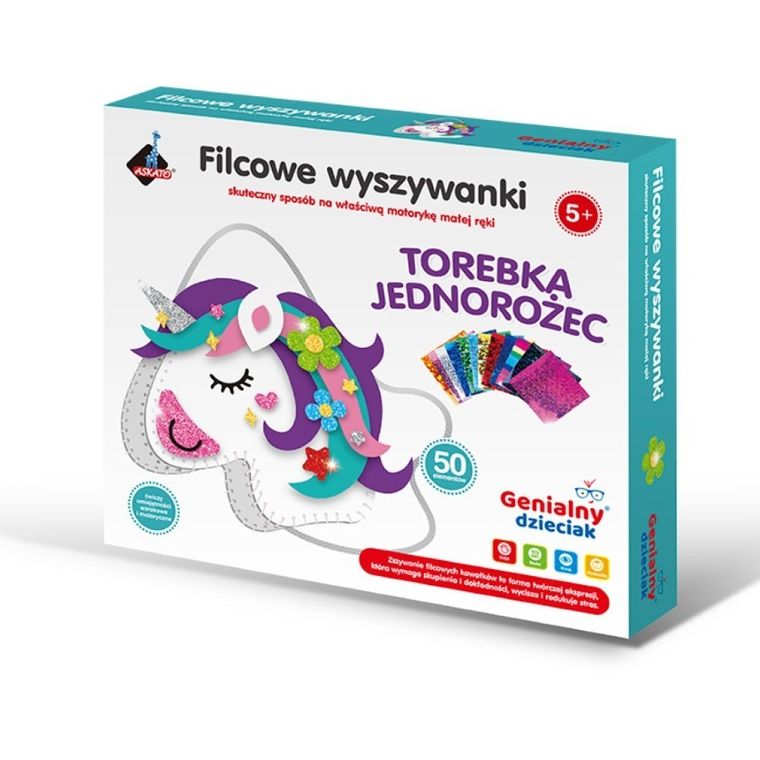 Askato, Genialny dzieciak, torebka jednorożec, filcowe wyszywanki