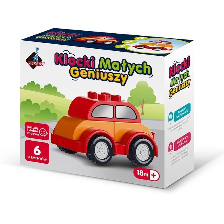 Askato, Klocki Małych Geniuszy, Autko, 6 elementów