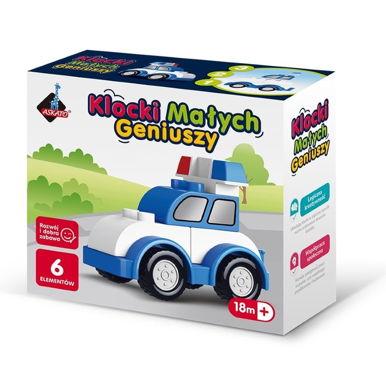 Askato, Klocki Małych Geniuszy, Autko, 6 elementów