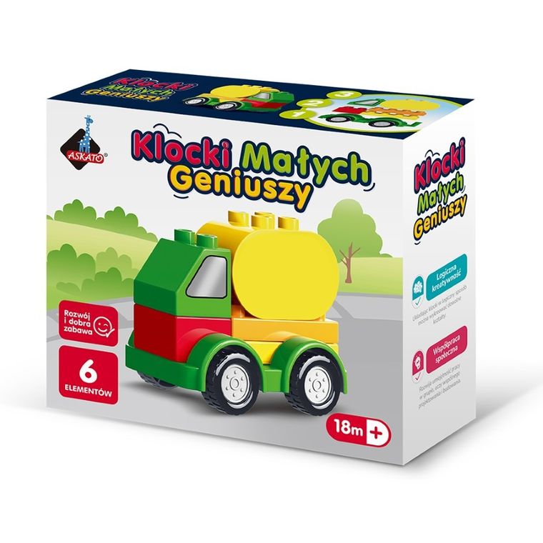 Askato, Klocki Małych Geniuszy, Autko, 6 elementów
