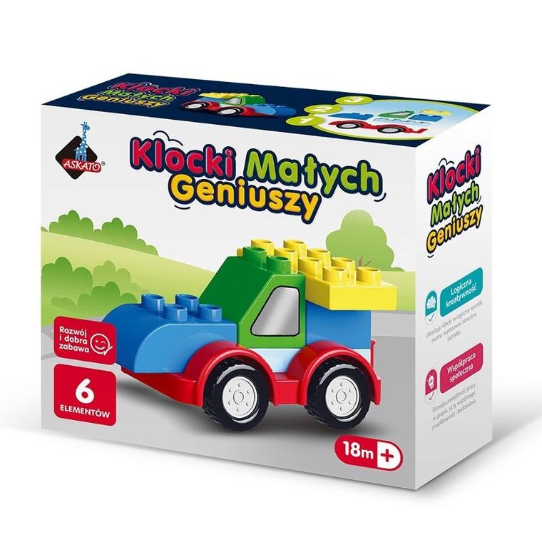 Askato, Klocki Małych Geniuszy, Autko, 6 elementów