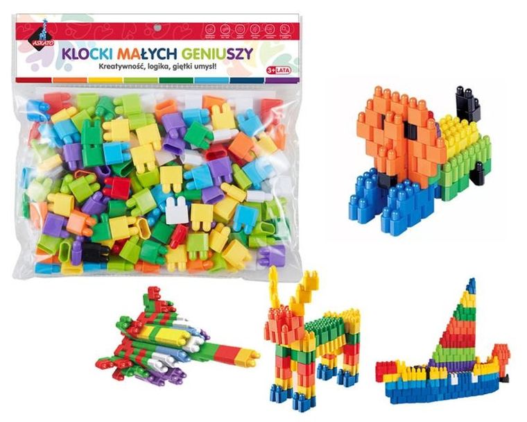Askato, Klocki Małych Geniuszy, Cegiełki, klocki konstrukcyjne, 160 elementów