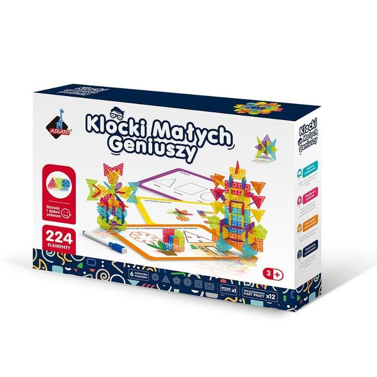 Askato, Klocki Małych Geniuszy, geometryczne śnieżynki, 224 elementy