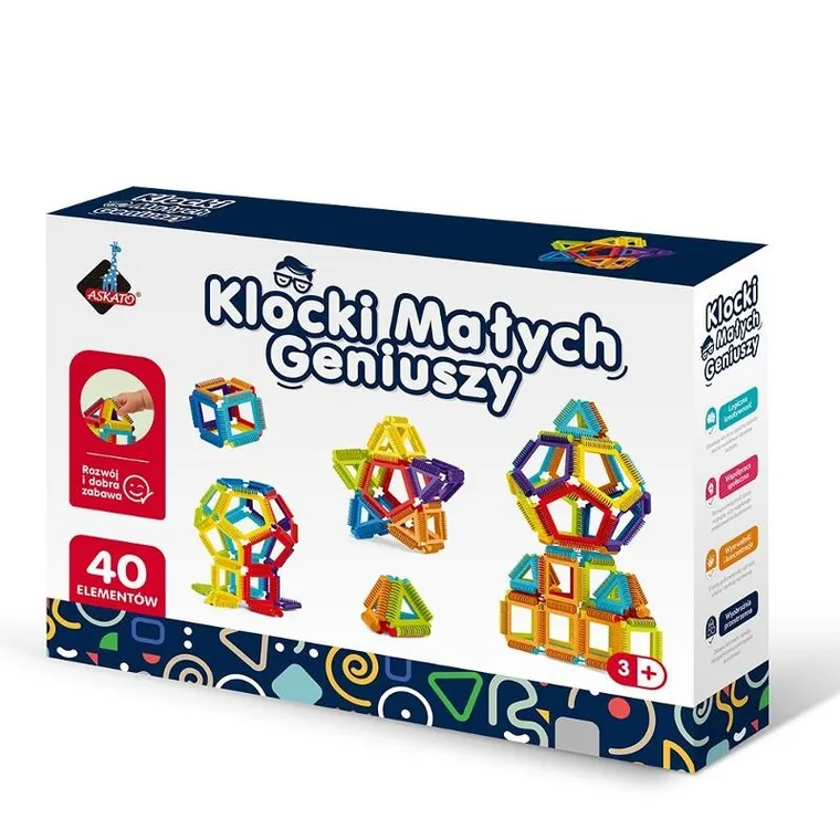 Askato, Klocki Małych Geniuszy, Geometryczne Szczotki, 40 elementów