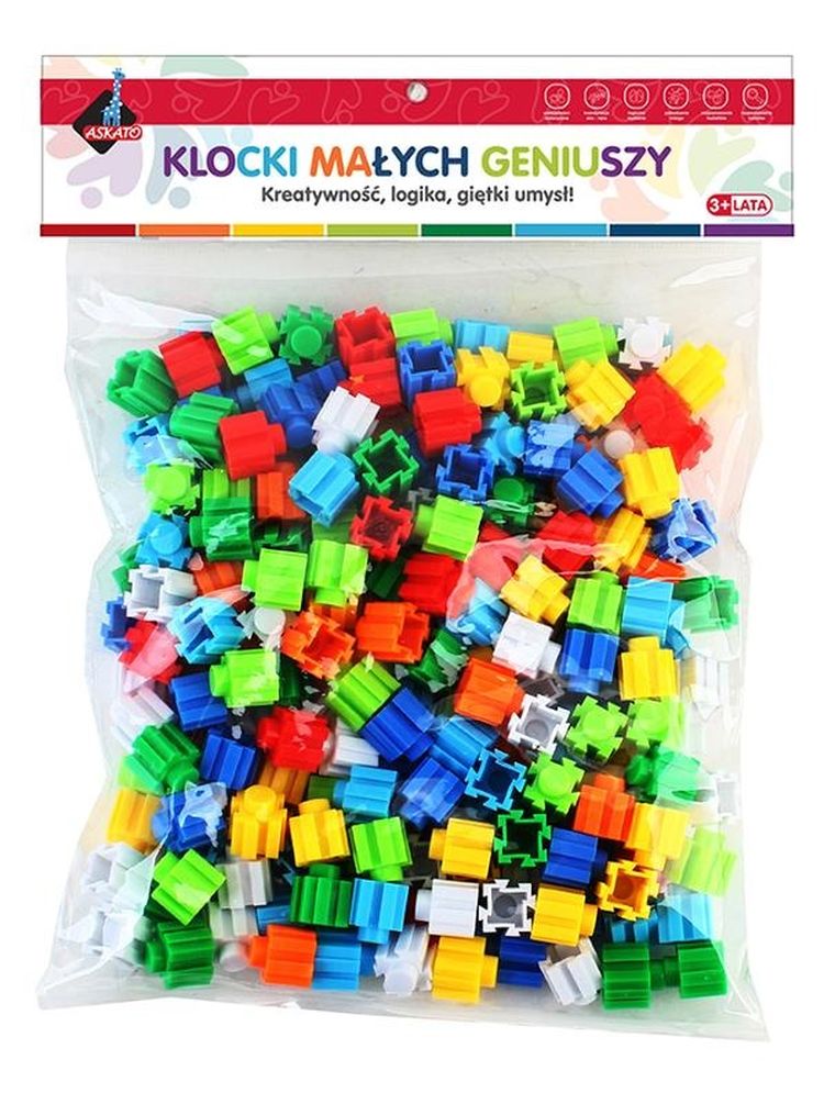 Askato, Klocki Małych Geniuszy, klocki konstrukcyjne, 128 elementów