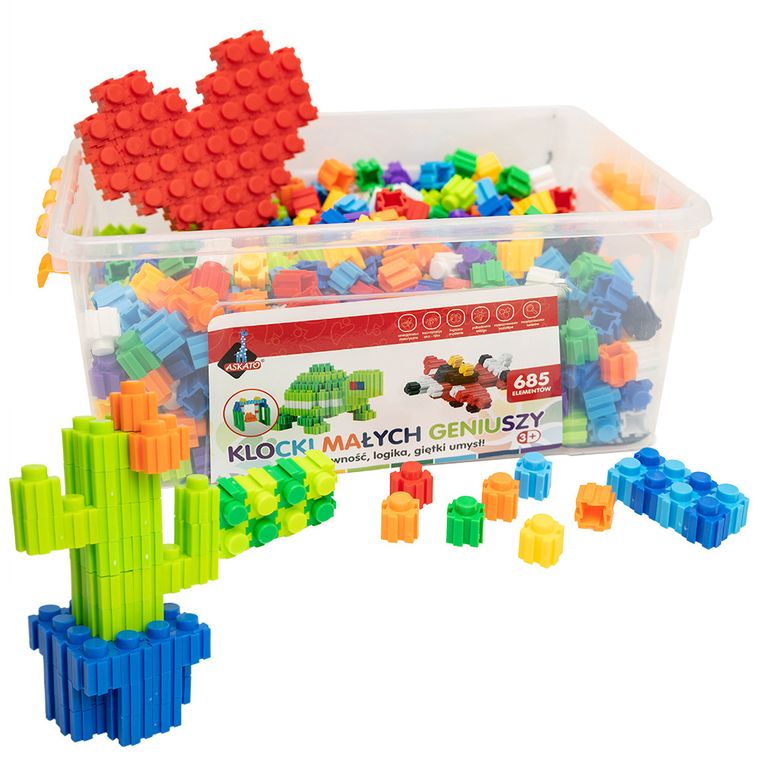 Askato, Klocki Małych Geniuszy, klocki konstrukcyjne, 685 elementów