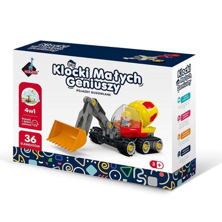 Askato, Klocki Małych Geniuszy, konstrukcyjne, 4w1, 36 elementów
