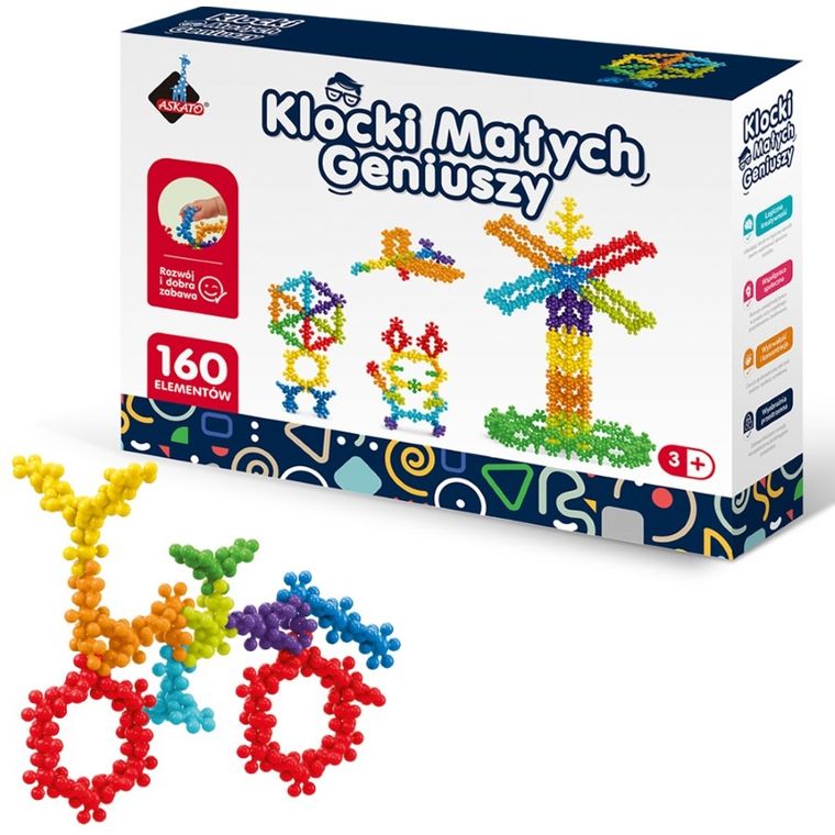 Askato, Klocki Małych Geniuszy, Kwiatki i kulki, 160 elementów