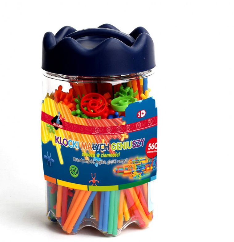 Askato, Klocki Małych Geniuszy, słomki świecące w ciemności, 560 elementów