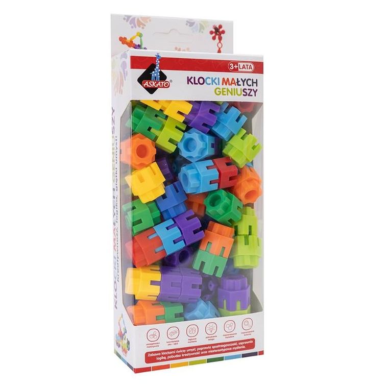 Askato, Klocki Małych Geniuszy, śrubki, 80 elementów