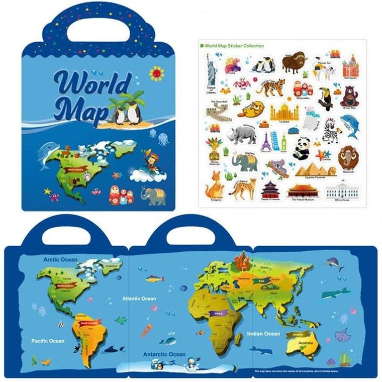 Askato, książeczka z naklejkami, mapa świata