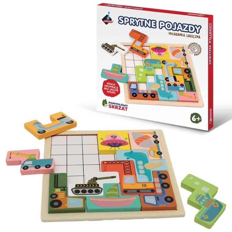 Askato, Pomysłowy skrzat, sprytne pojazdy, drewniana układanka