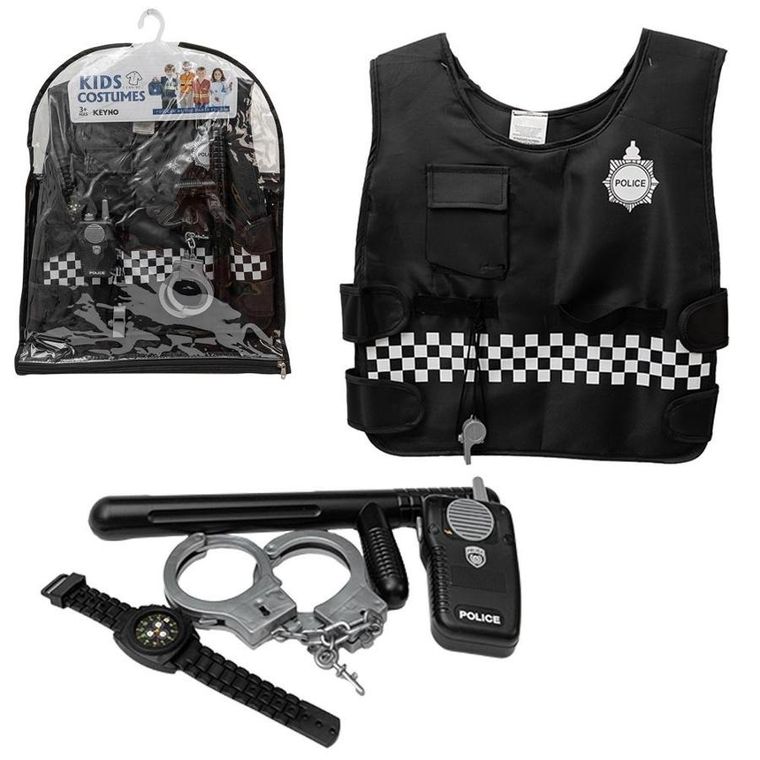 Askato, strój policjanta z kamizelką i akcesoriami