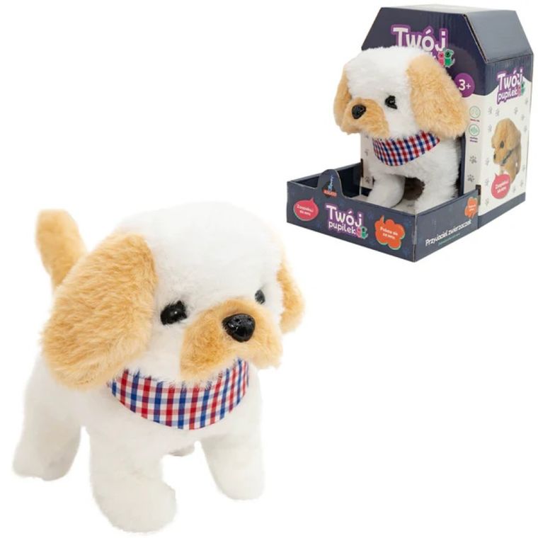 Askato, Twój Pupilek, piesek, maskotka interaktywna, biało-beżowy