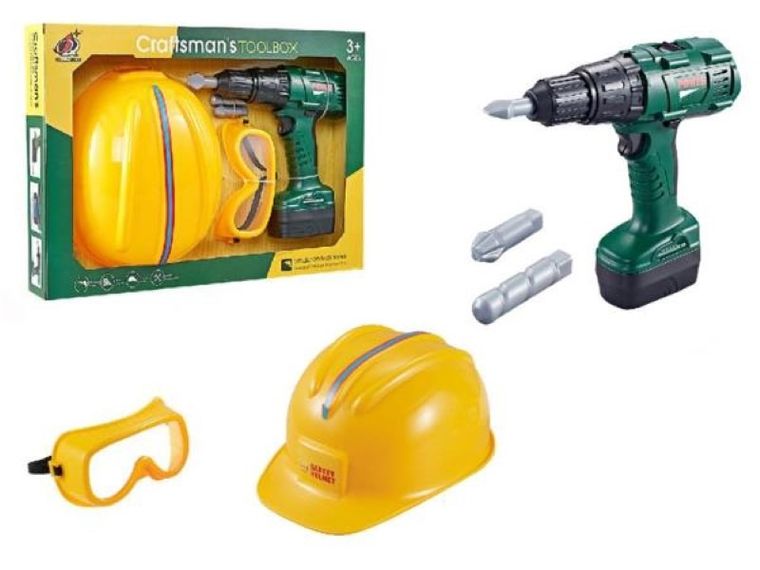 Askato, wkrętarka z kaskiem i goglami