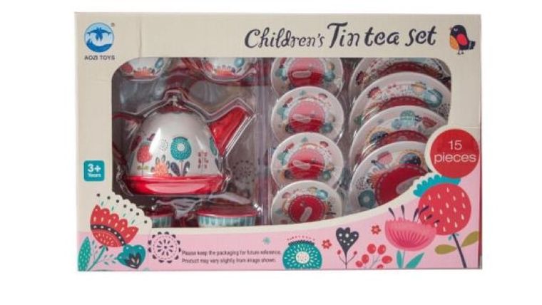 Askato, zestaw naczyń metalowych w pudełku, kwiaty, 15 elementów