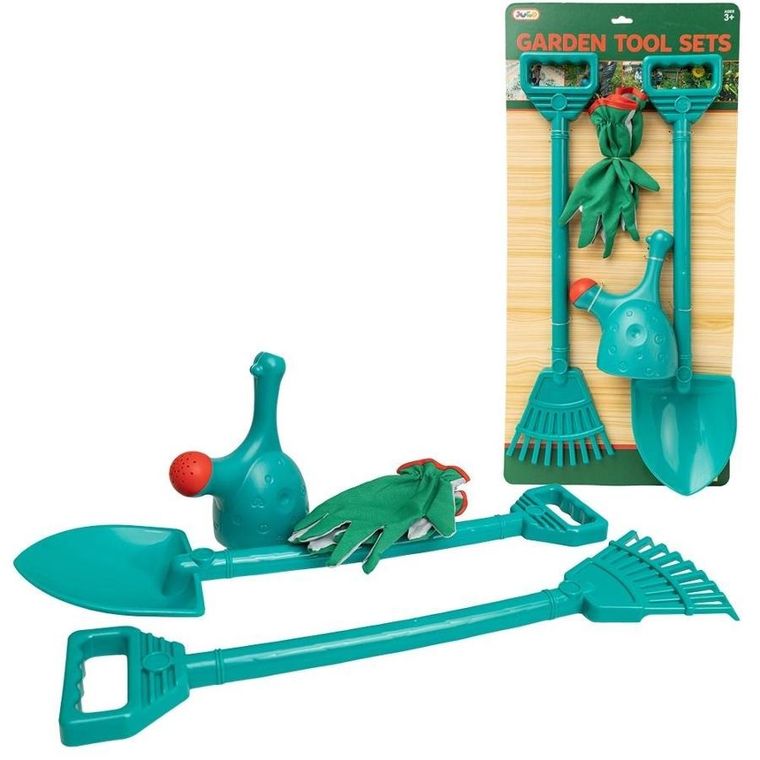 Askato, zestaw narzędzi do prac ogrodowych, łopata i grabie, 4 elementy