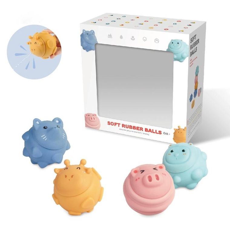 Askato, zwierzątka, sensoryczne piłeczki, 4 szt.