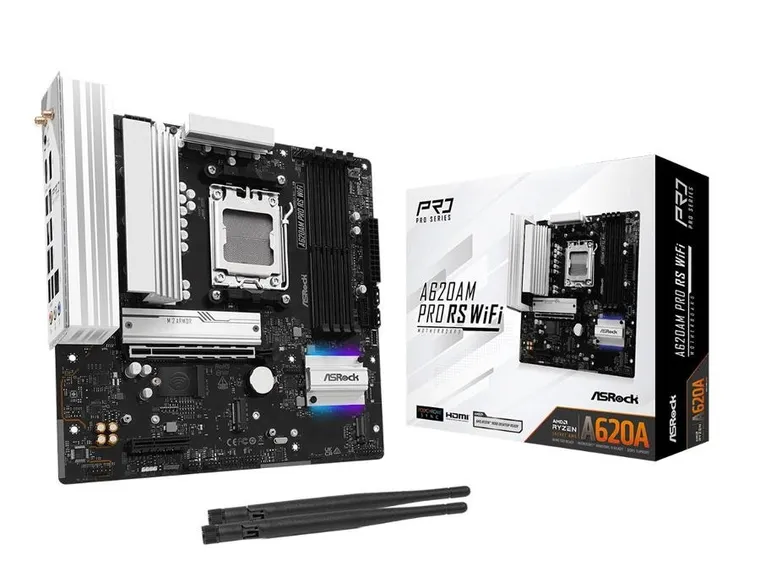 Asrock, płyta główna, A620AM PRO RS WIFI AM5 4DDR5 HDMI/DP M.2 mATX