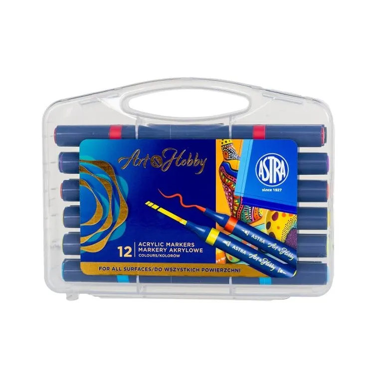 Astra, Art&Hobby, markery akrylowe, dwustronne, trókątne, 12 szt.