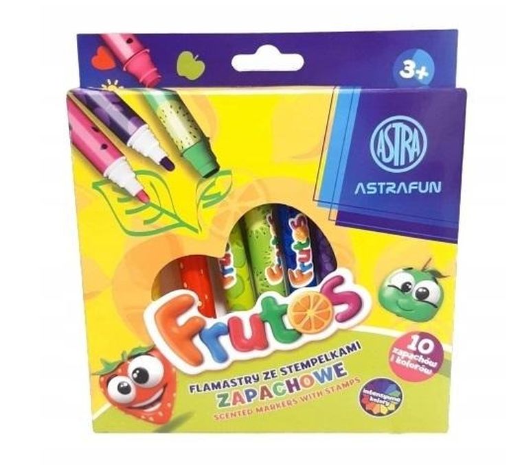 Astra, Astrafun, Frutos, zapachowe flamastry okrągłe ze stempelkami, 10 kolorów